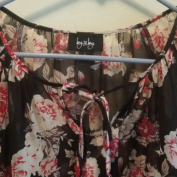 By and By Black and Pink Floral Blouse - Picture 2 of 5